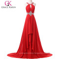 Grace Karin Backless con lentejuelas palabra de longitud rebordeado rojo vestido de noche largo CL6184